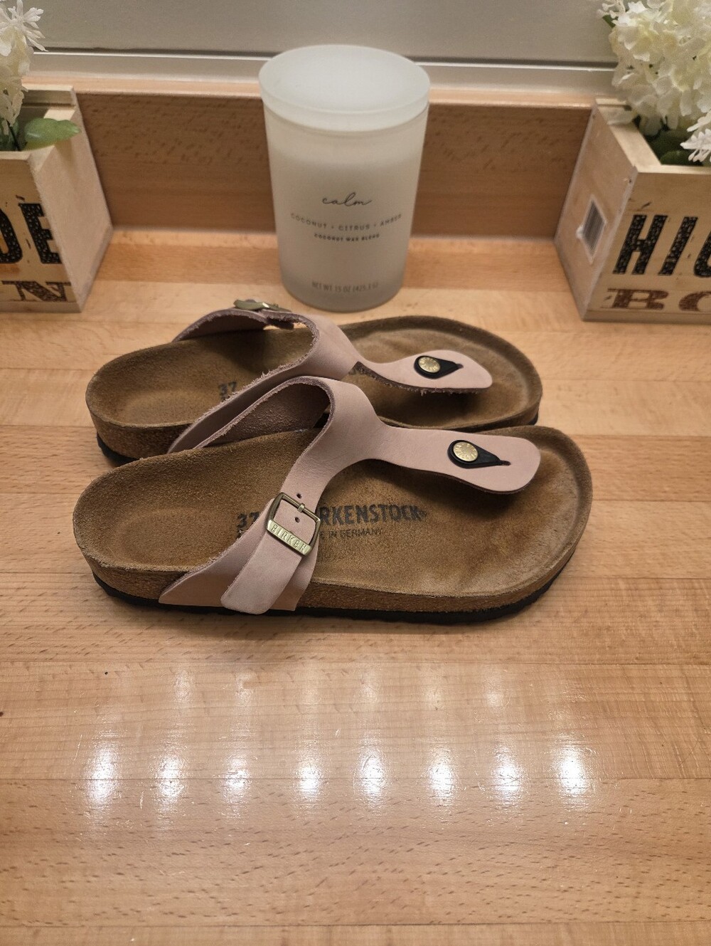 Birkenstock Gizeh Sandals "Old Rose" Nubuck Leather Women's Size EU 37